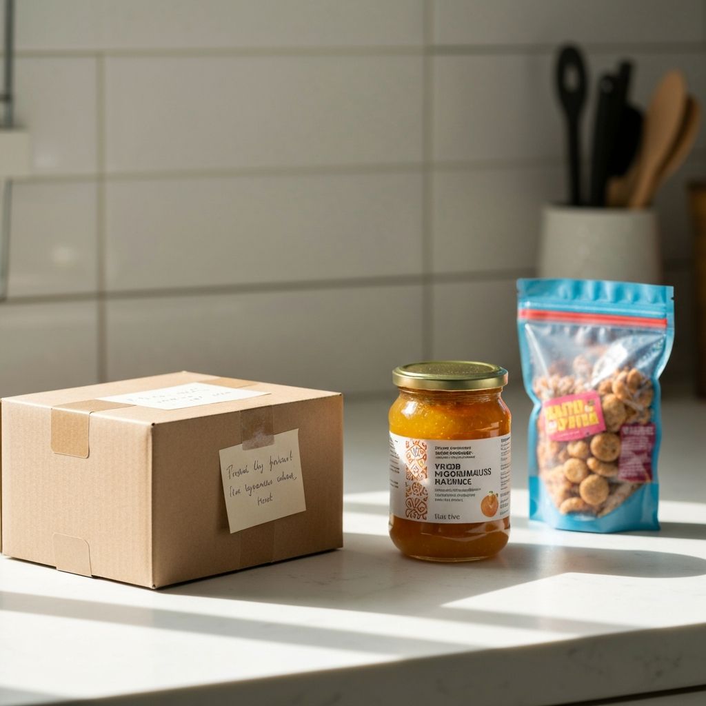 Különböző csomagolások a konyhai pulton